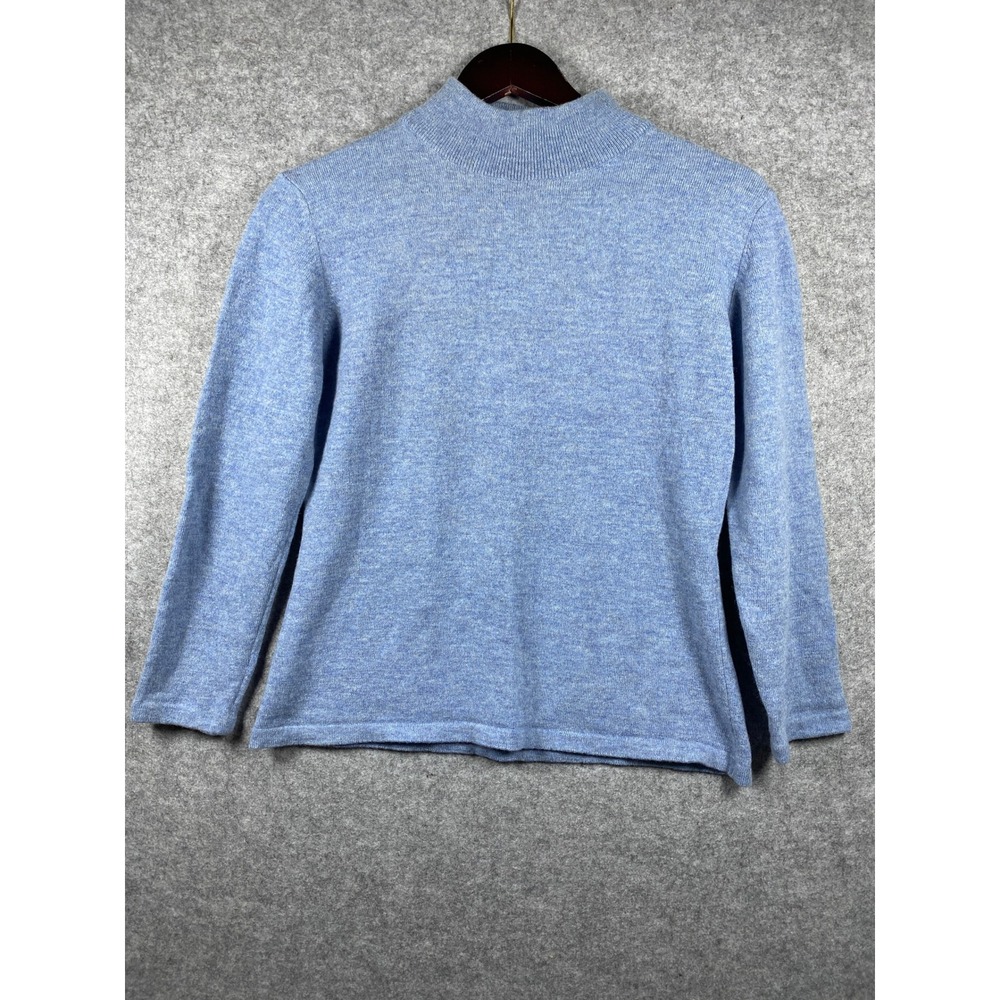 Escada Margaretha Ley Blue 100% Pure New Wool Mock Neck‎ Sweater Womens 36